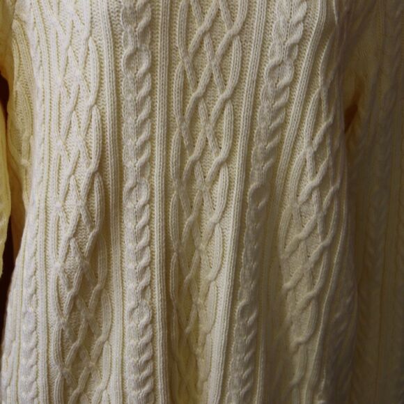 Croft & Barrow VTG Bright Cheerful Yellow Cable Knit Vneck Sweater Button Detail - Picture 4 of 13